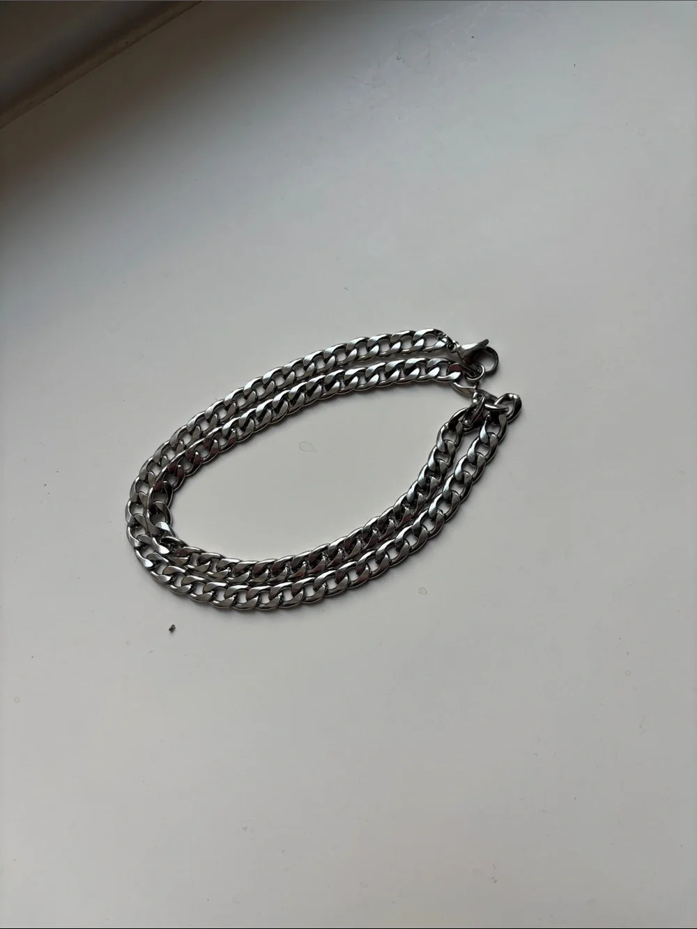 Men's Silver Double Curb Chain Bracelet